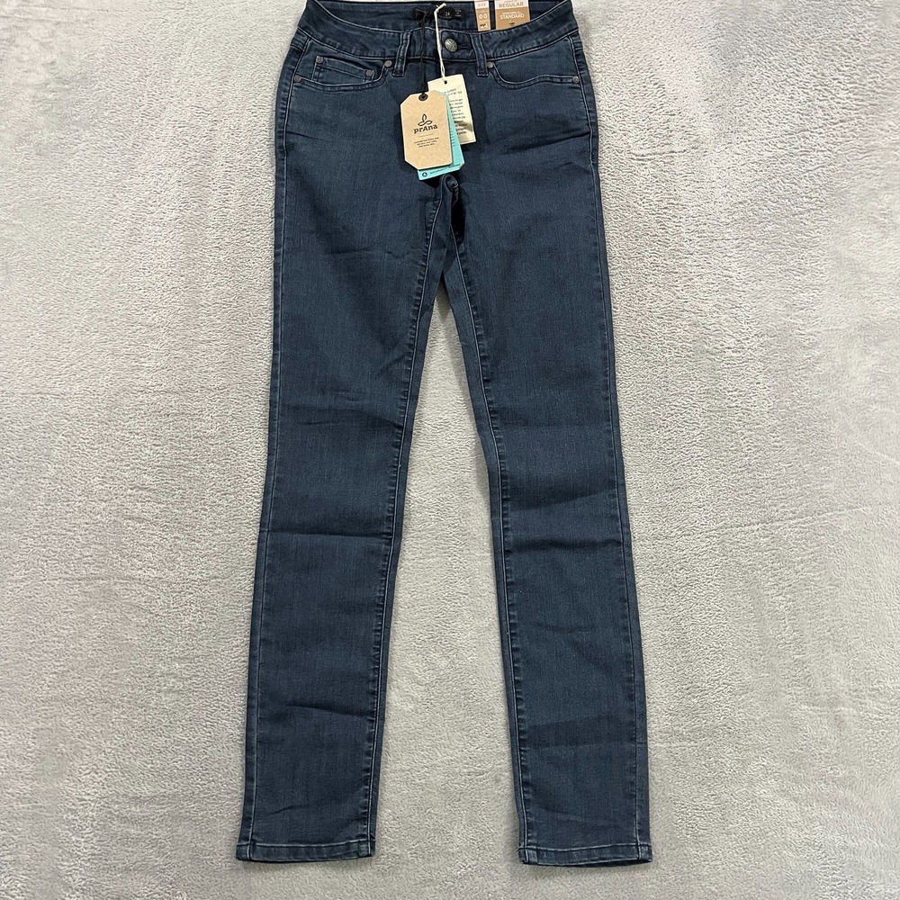 Prana Kayla Skinny Leg Jeans Women 00 Blue Indigo Denim Organic Cotton 32 Inseam